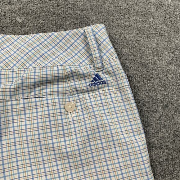 Adidas Shorts Womens 4 Multi Plaid Bermuda Performance Golf Zip Fly Pocket - Picture 11 of 13